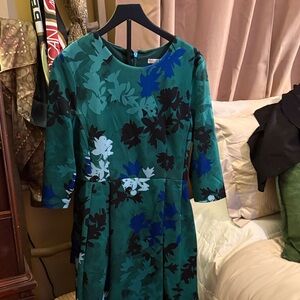 Eva Mendes for New York & Company Teal and Blue Floral Dress